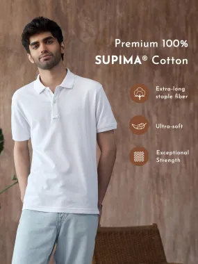 100% Supima Cotton Pique Knit Polo Neck T-shirt - Repose