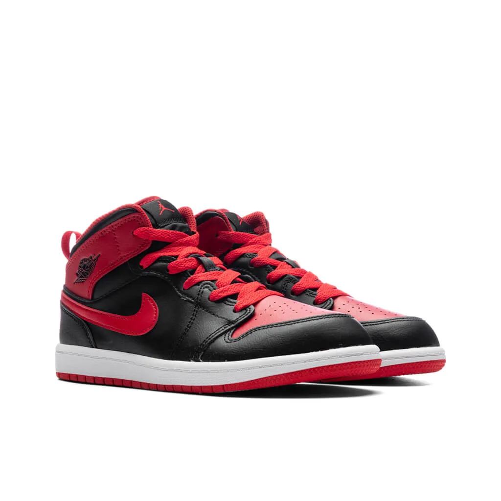 Air Jordan 1 Mid (PS) - Black/Fire Red/White