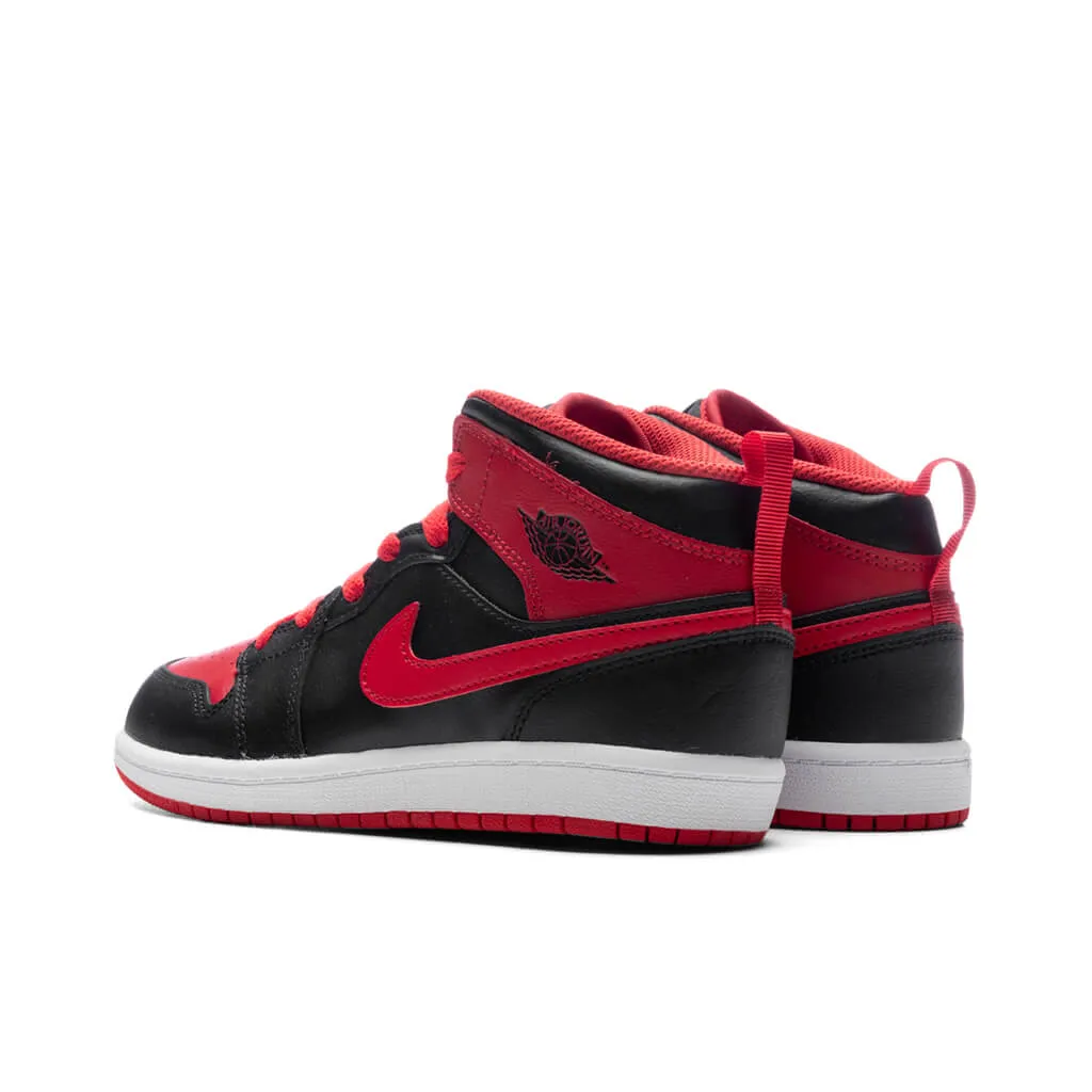 Air Jordan 1 Mid (PS) - Black/Fire Red/White