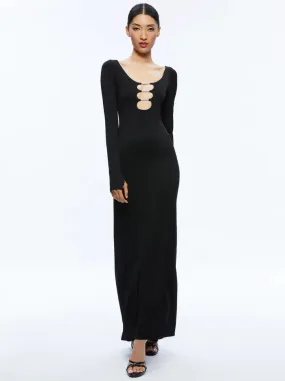 Alice + Olivia - Kalena Scoop Neck Cutout Maxi Dress - Black