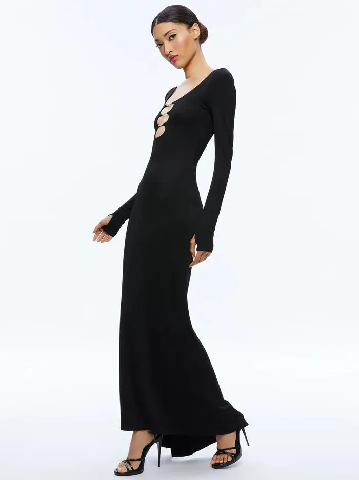 Alice + Olivia - Kalena Scoop Neck Cutout Maxi Dress - Black