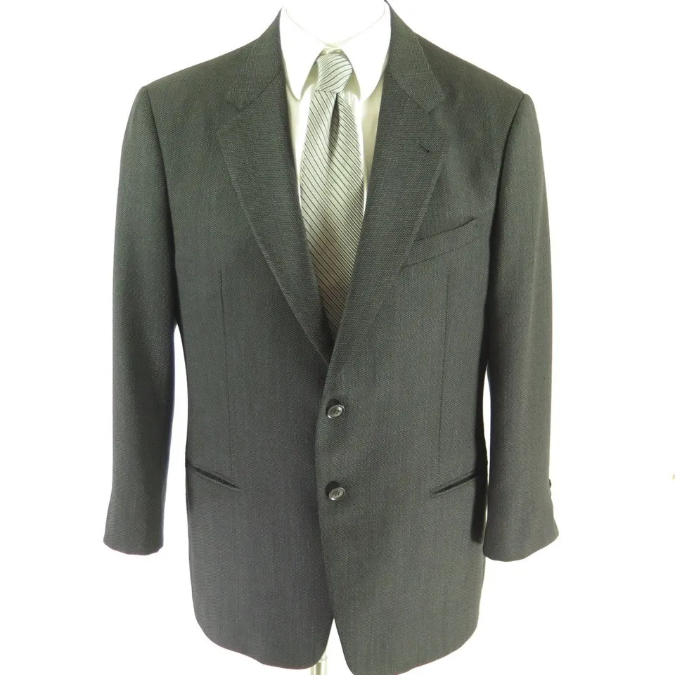 Armani Collezioni Herringbone Suit 2 Piece Jacket Pants 44 36 x 31 Italy Made