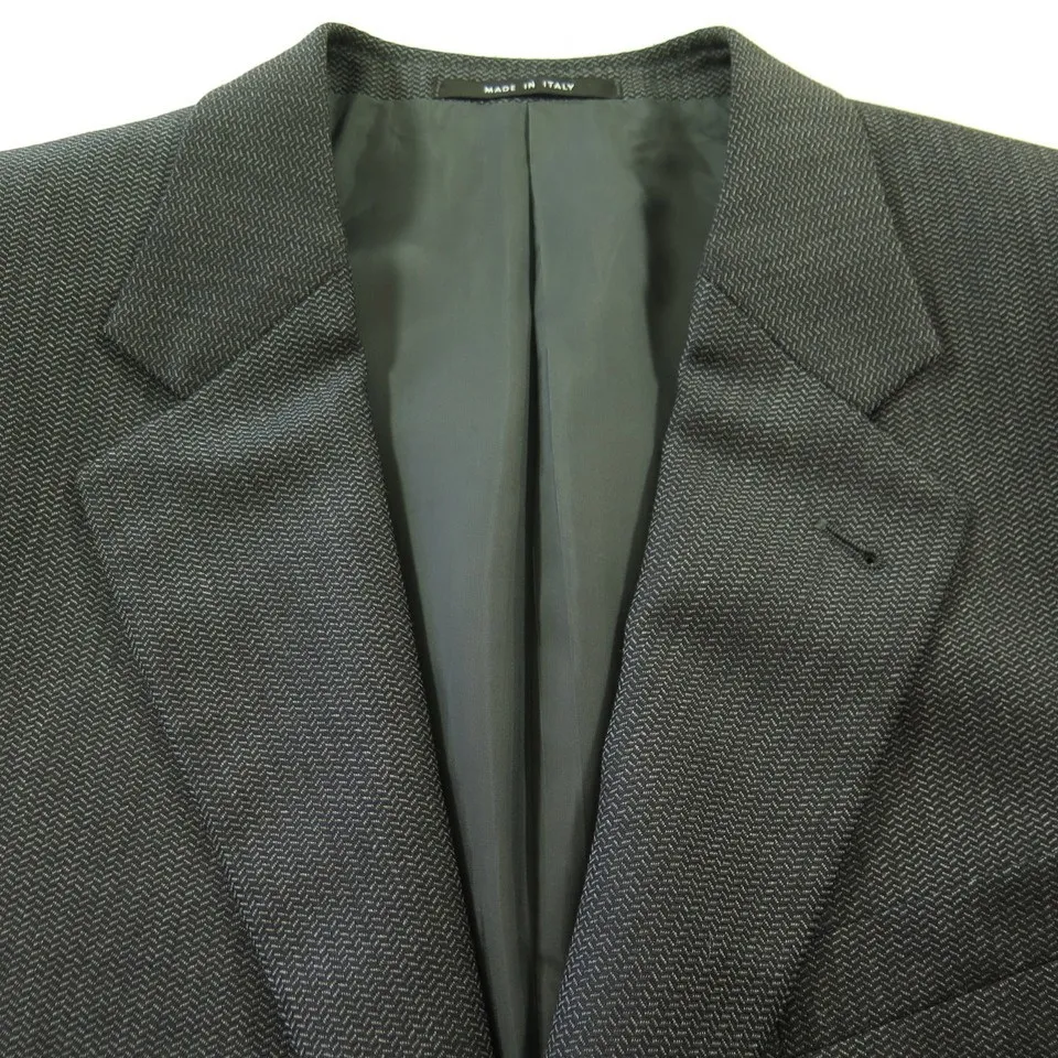 Armani Collezioni Herringbone Suit 2 Piece Jacket Pants 44 36 x 31 Italy Made