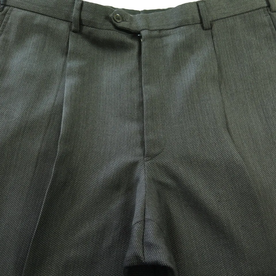 Armani Collezioni Herringbone Suit 2 Piece Jacket Pants 44 36 x 31 Italy Made