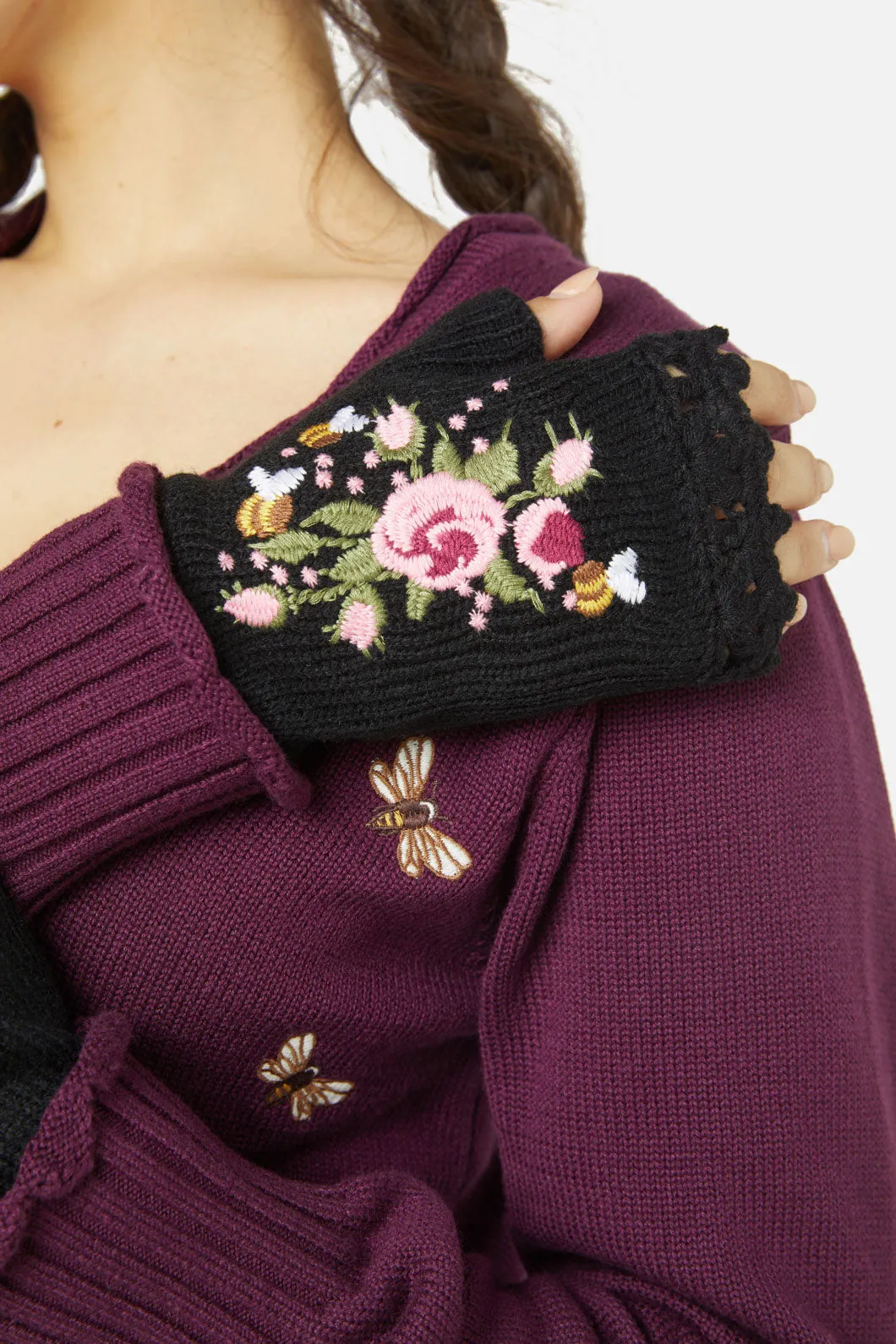 Bee Fingerless Gloves