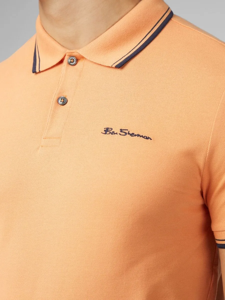 Ben Sherman Casual Short Sleeve Polo Shirt Copper Orange