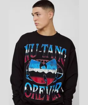 boohooMAN Mens Oversized Wu-Tang Clang Band License Print Sweatshirt