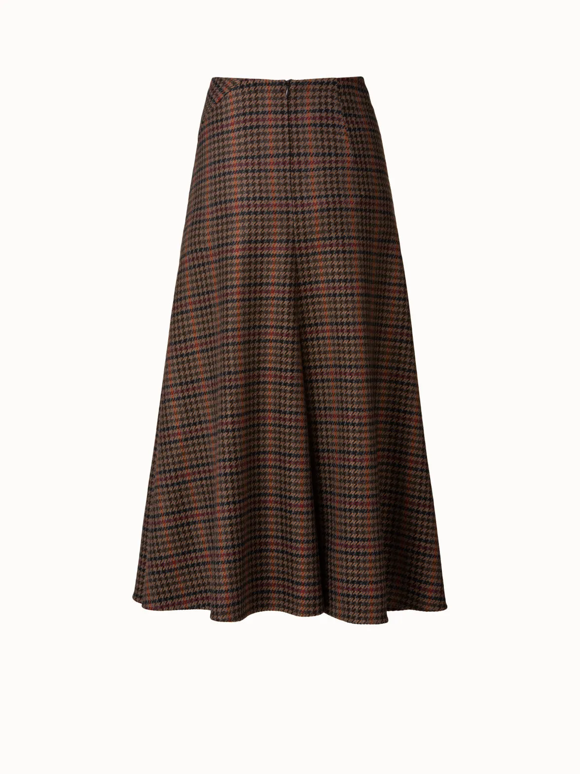 Checked Wool Midi Skirt