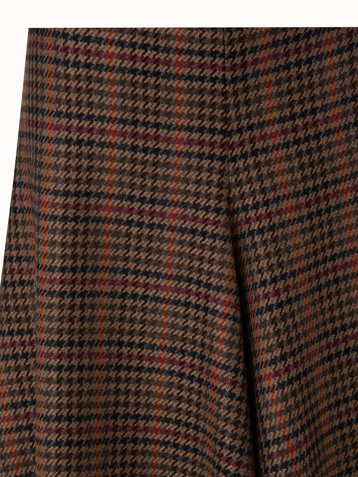 Checked Wool Midi Skirt