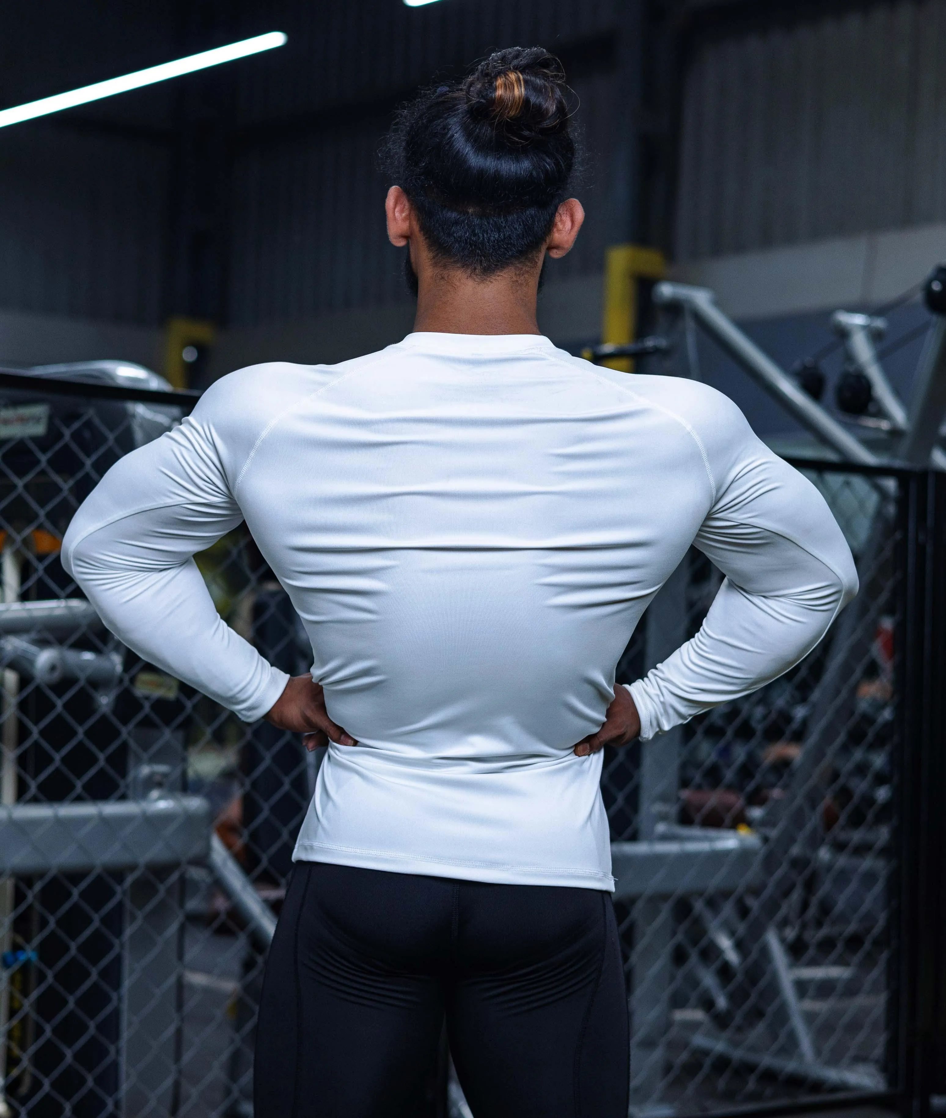 Compression GymX Full SleeveTee: Perfect White