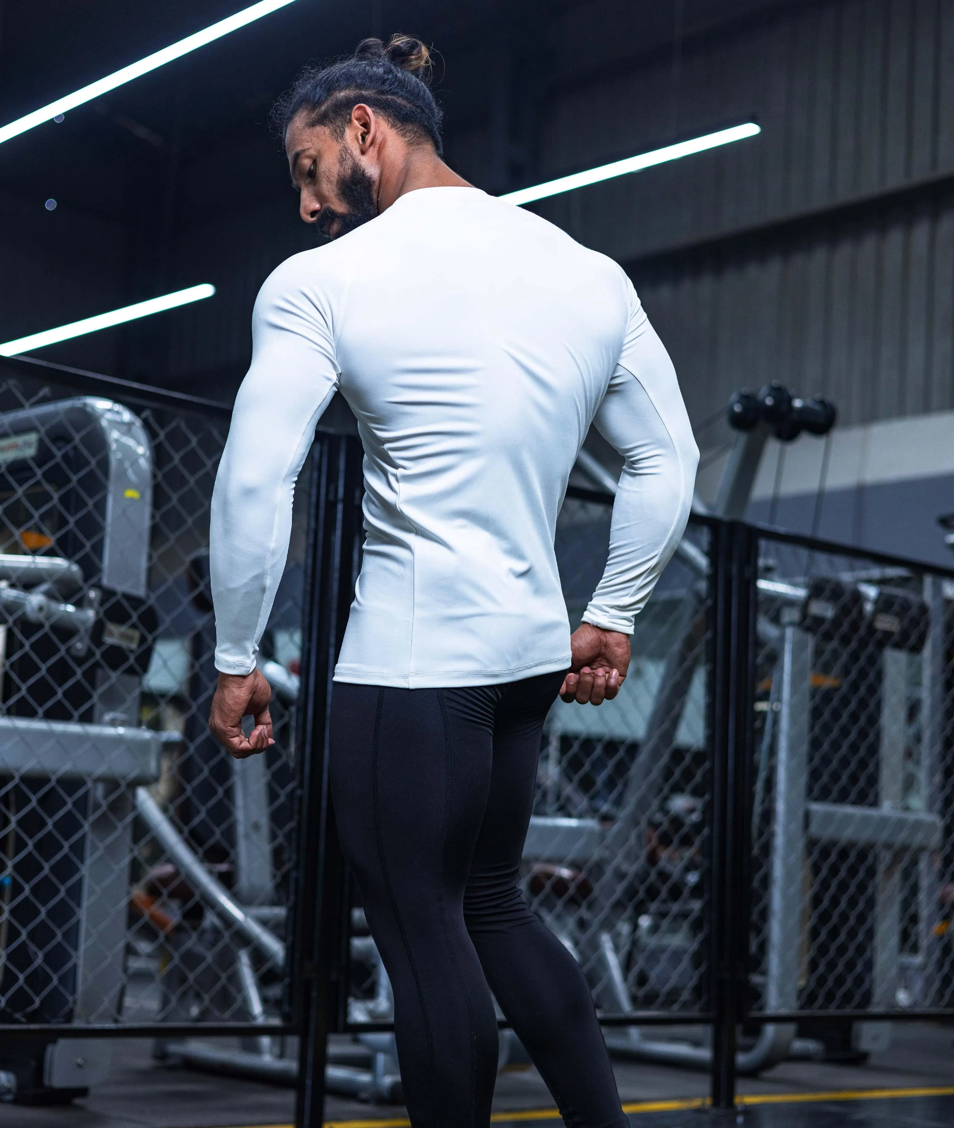 Compression GymX Full SleeveTee: Perfect White