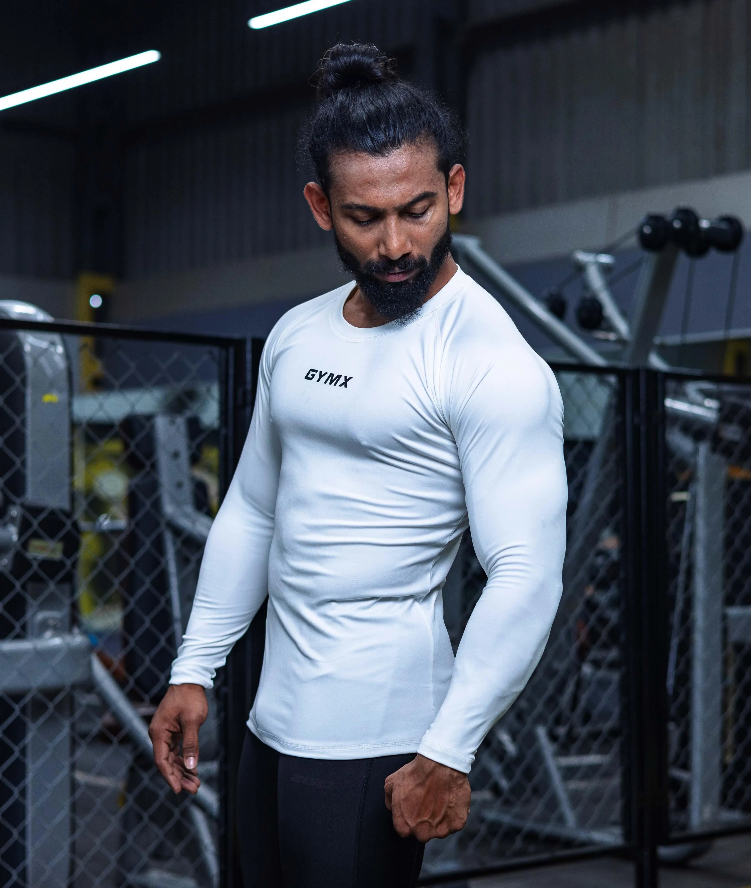 Compression GymX Full SleeveTee: Perfect White