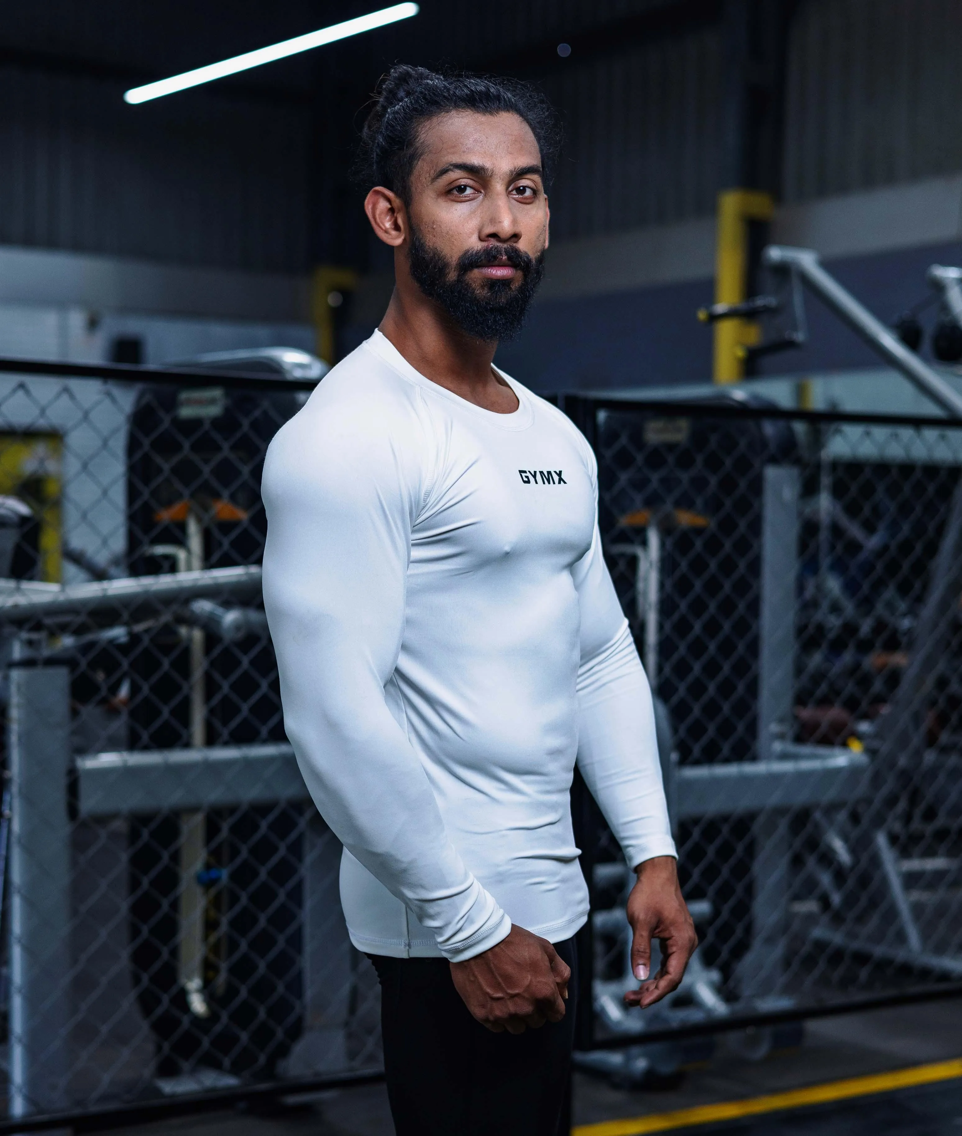 Compression GymX Full SleeveTee: Perfect White