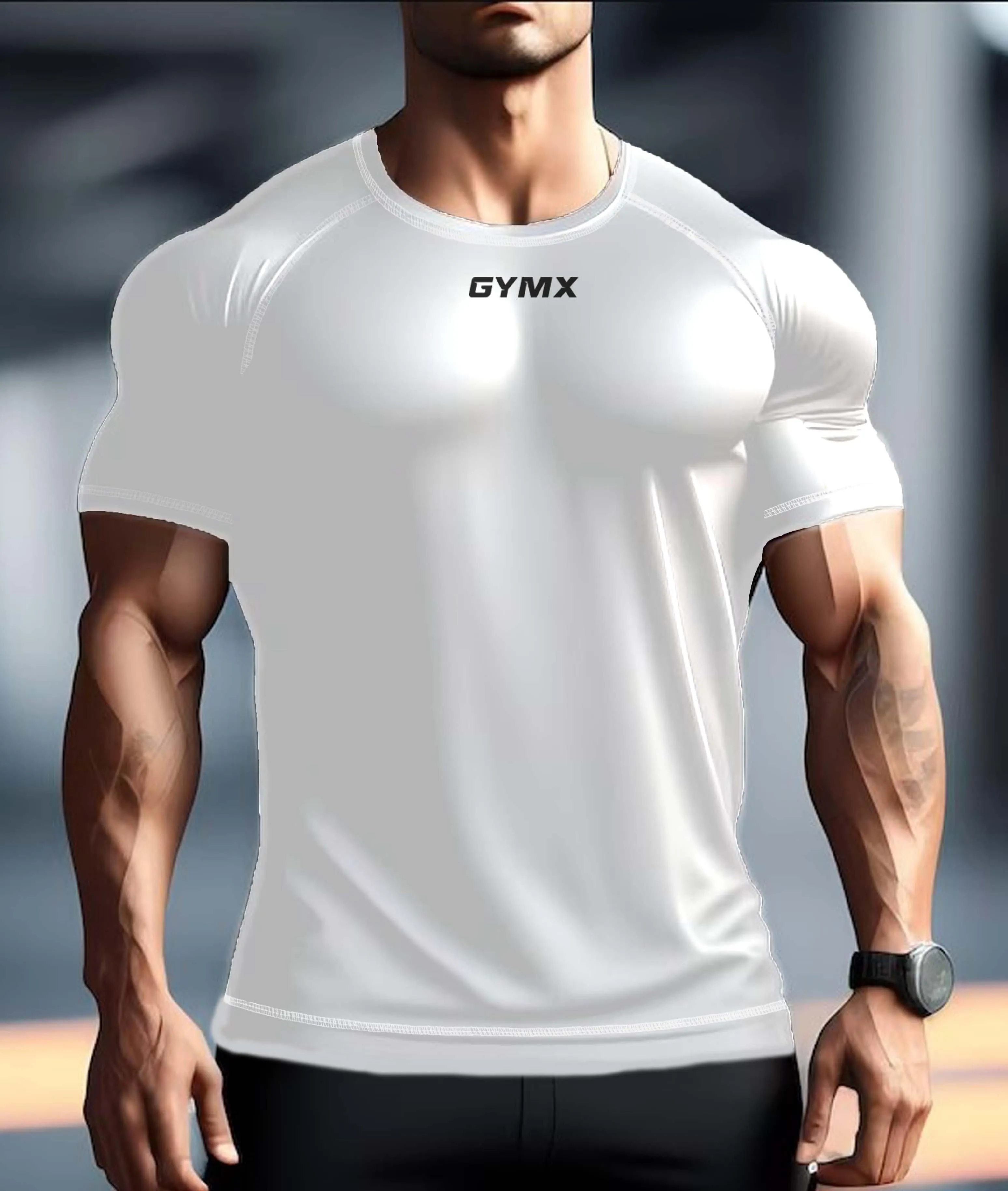 Compression GymX Tee: Frost White