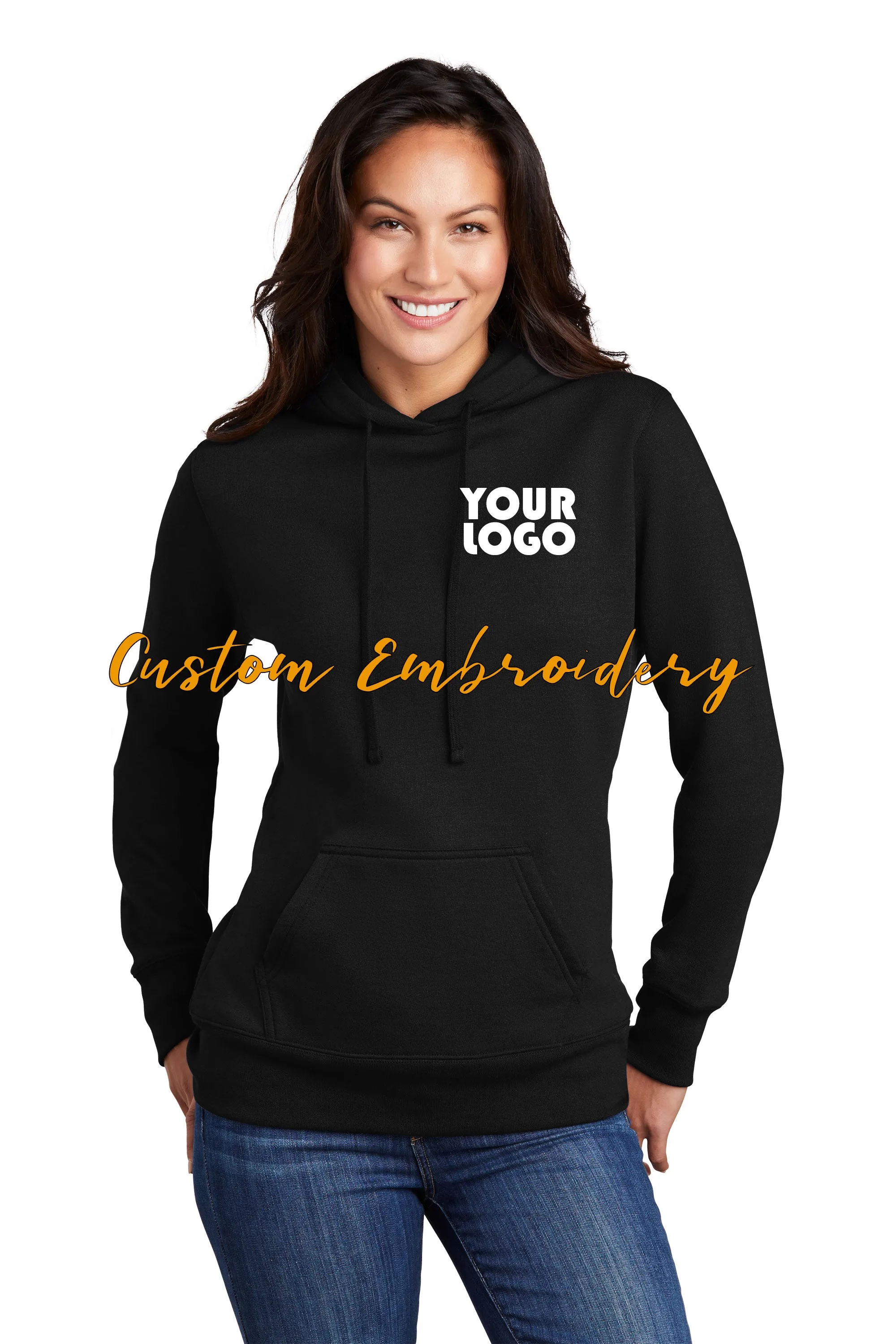 Custom Embroidered Ladies Hoodie Sweater - Includes 4in x 4in Embroidery - Personalized Ladies Hoodie