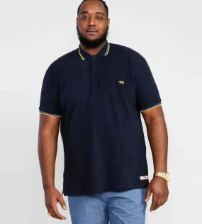 D555 Big Mens Navy Polo Shirt With Colour Rib Tipping On Collar and Cuffs (HAMFORD 1)