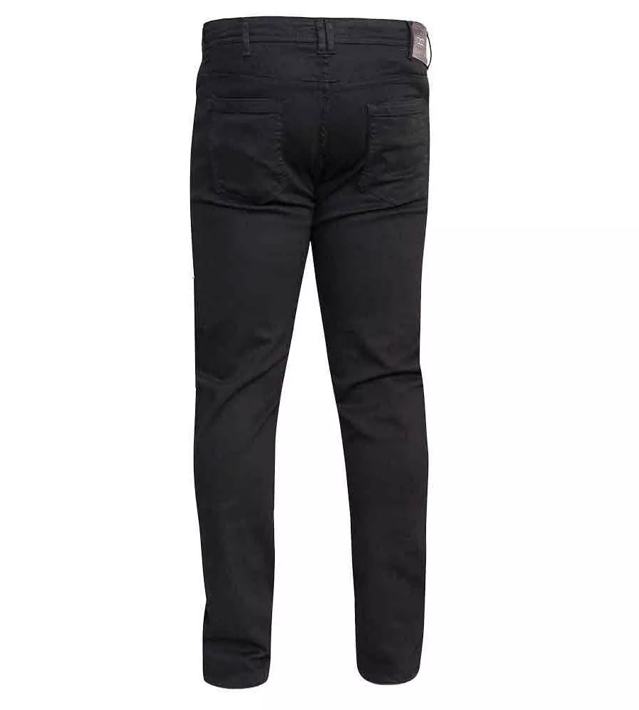 D555 Big Mens Tapered Fit Stretch Jeans In Black (CLAUDE-KS)