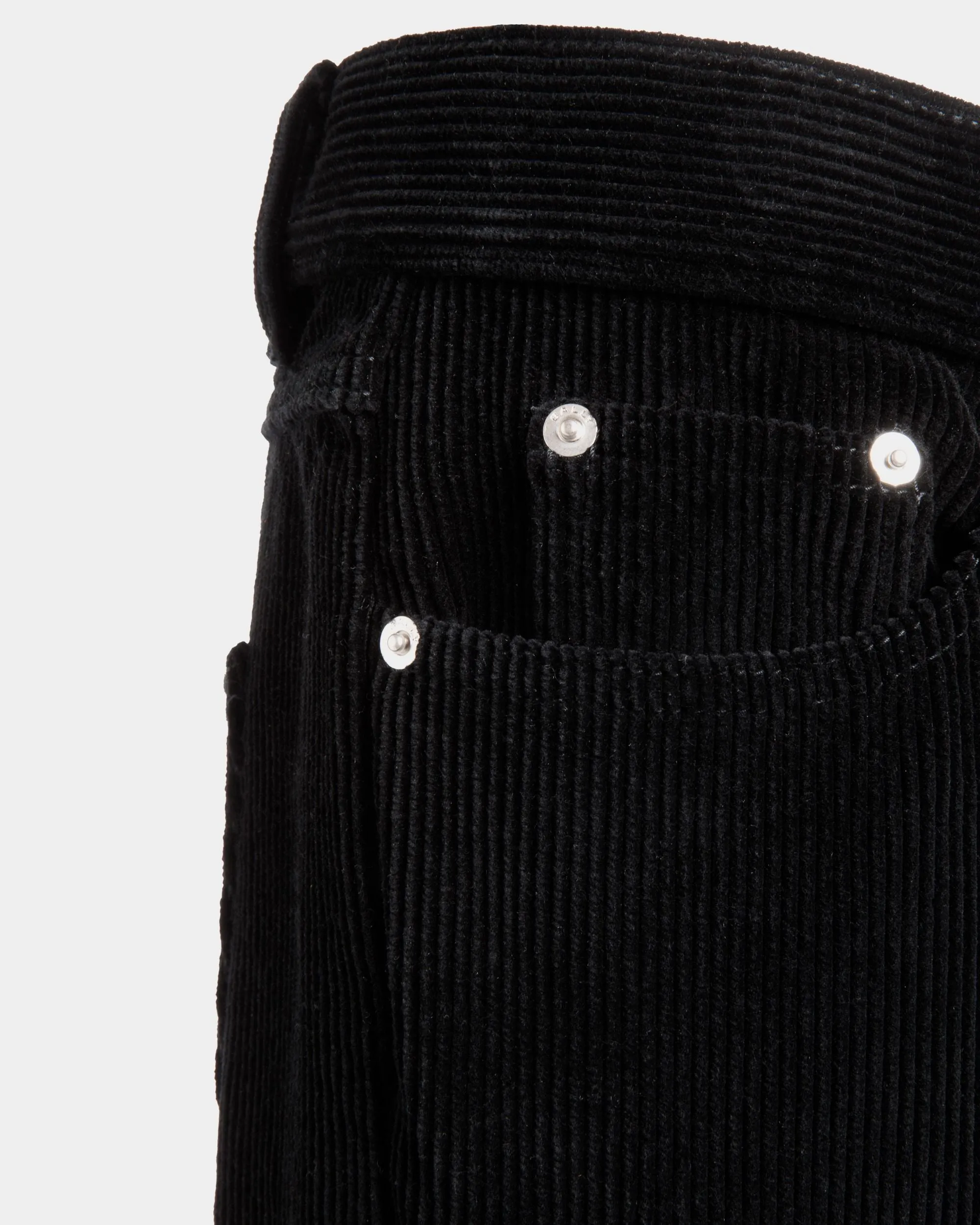 Denim Pants In Black Cotton Corduroy 