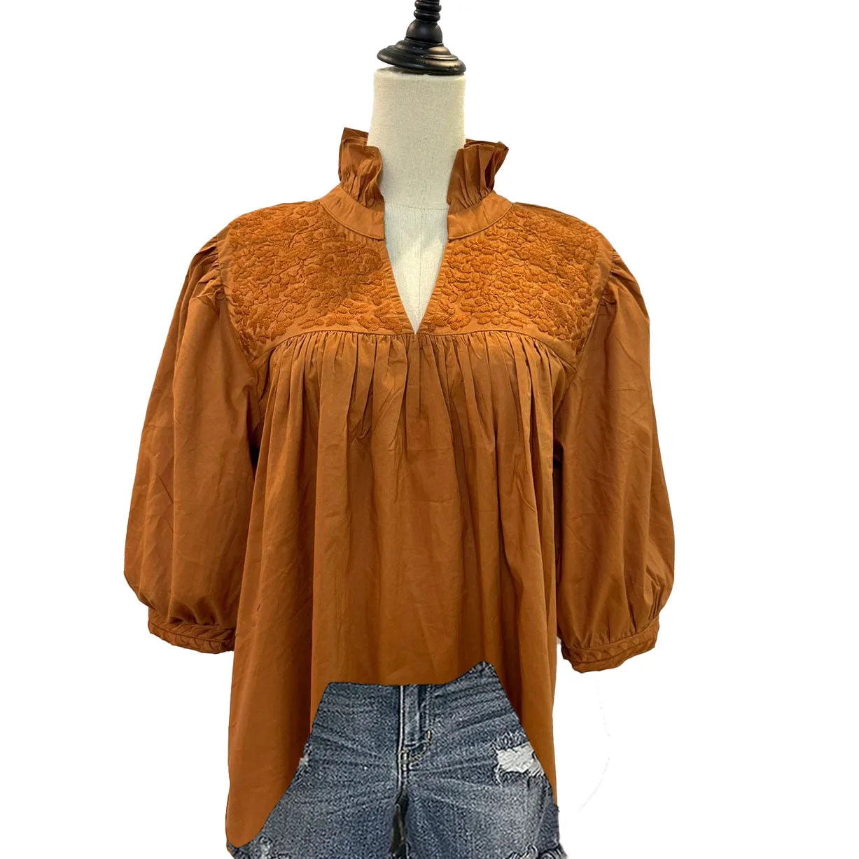 Double Burnt Orange Tailgater Blouse