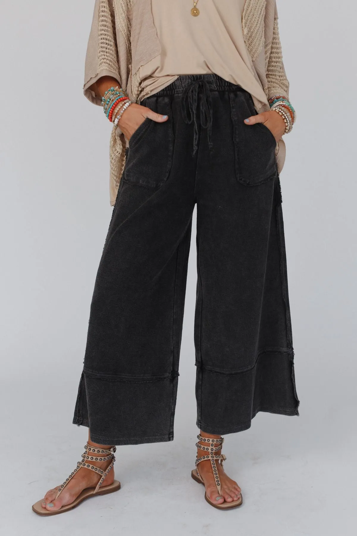 Easy Going Wide Leg Palazzo Pant - Black