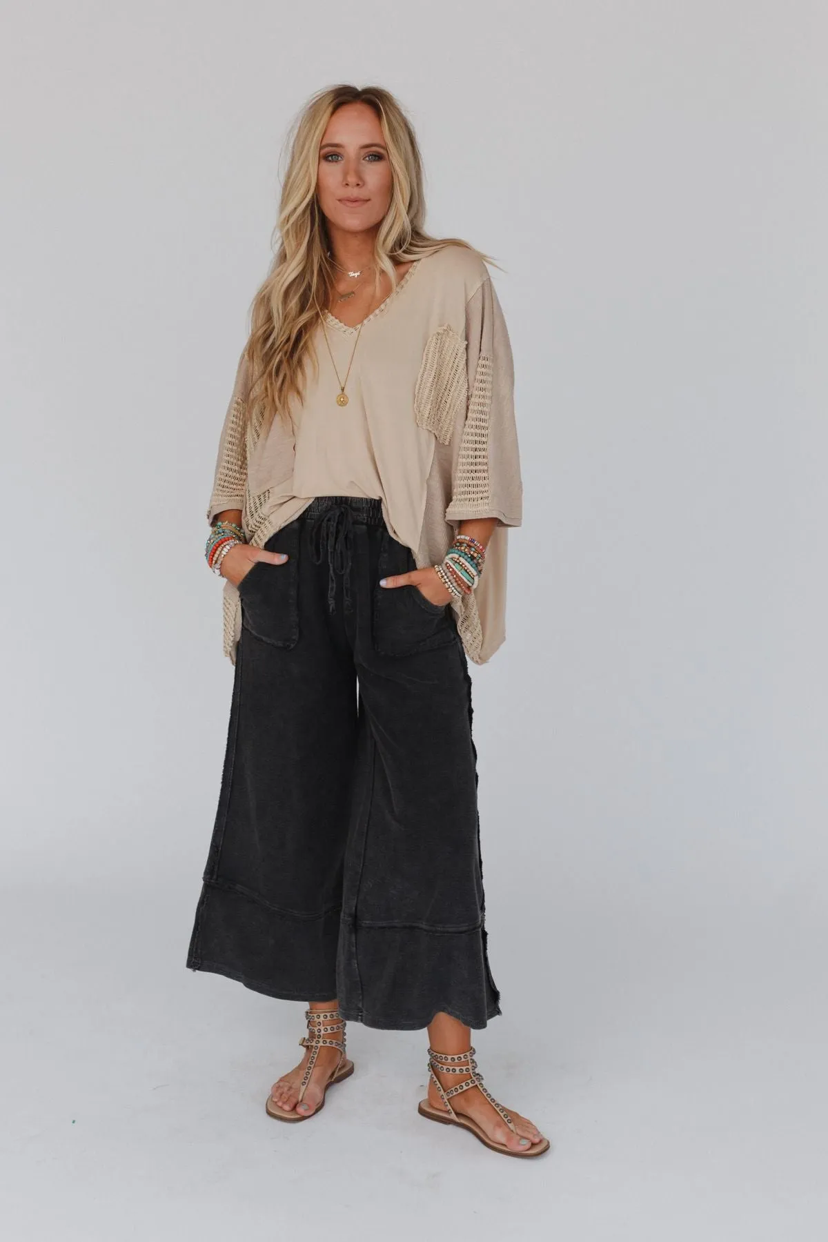 Easy Going Wide Leg Palazzo Pant - Black