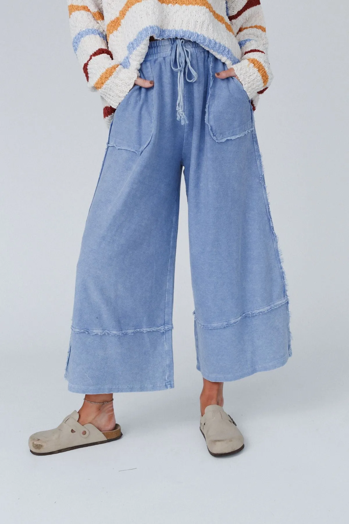 Easy Going Wide Leg Palazzo Pant - Blue