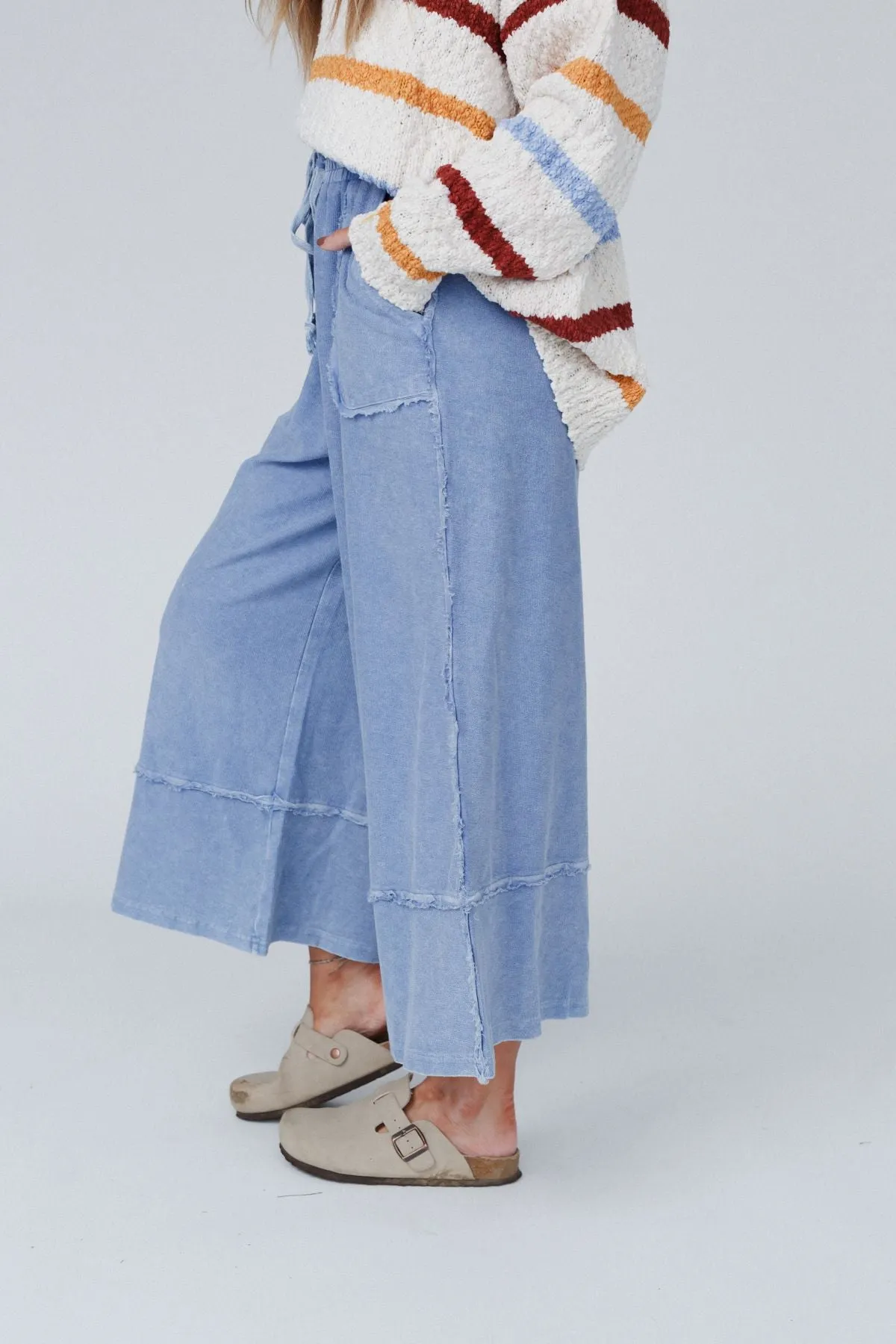 Easy Going Wide Leg Palazzo Pant - Blue