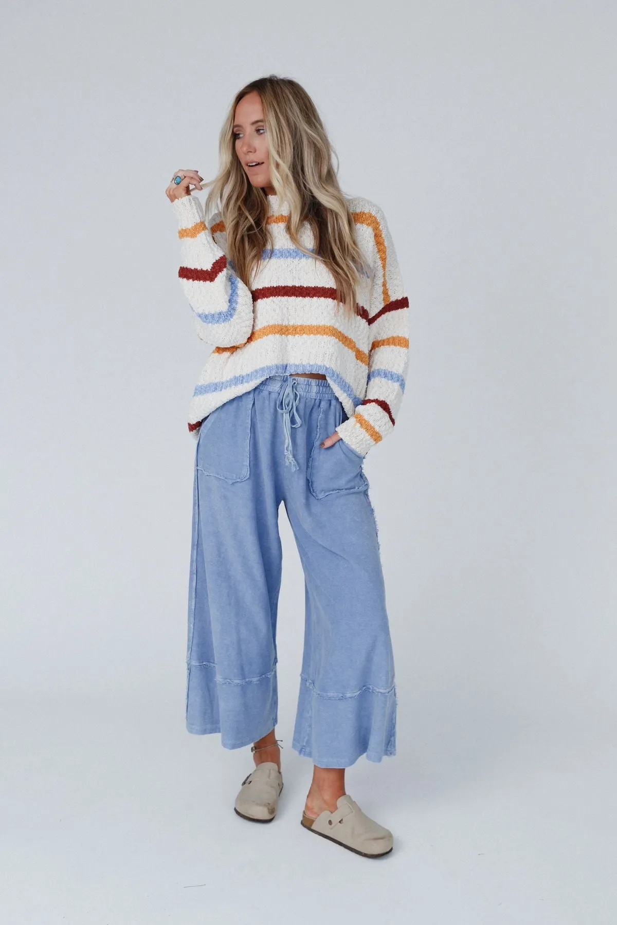 Easy Going Wide Leg Palazzo Pant - Blue