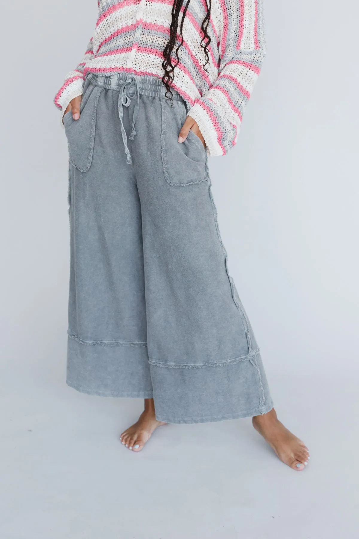 Easy Going Wide Leg Palazzo Pant - Charcoal