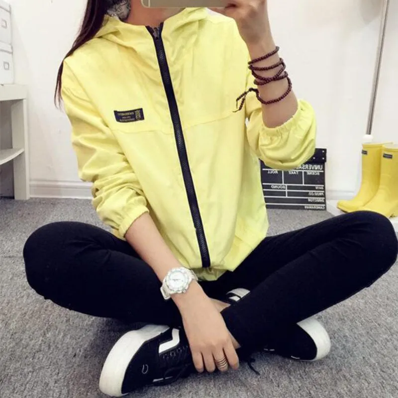 Fashion Women Bomber Basic Jacket Pocket Zipper Hooded Two Side Wear Coat Cartoon Print Outwear Loose Plus Size SM6