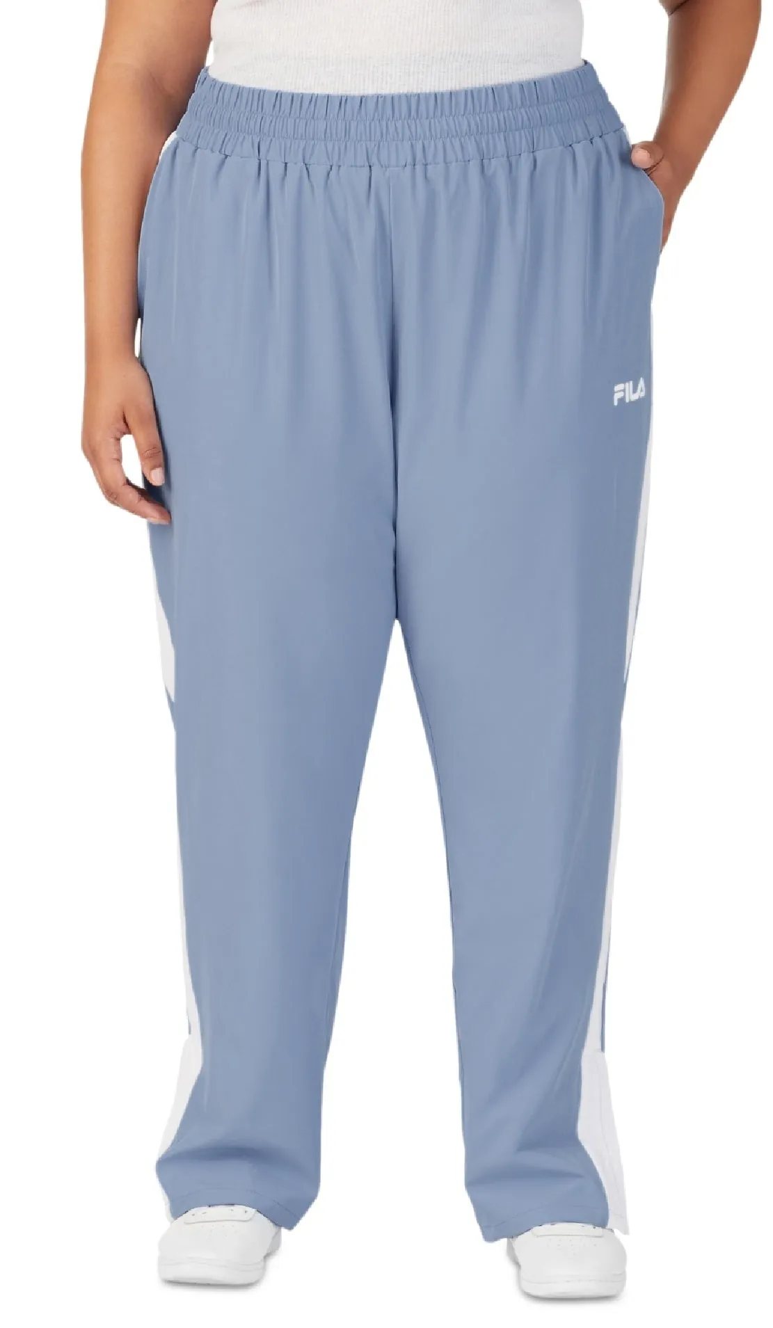 Fila Women's Jovia Mid Rise Contrast Trim Track Pants Blue Size 3X