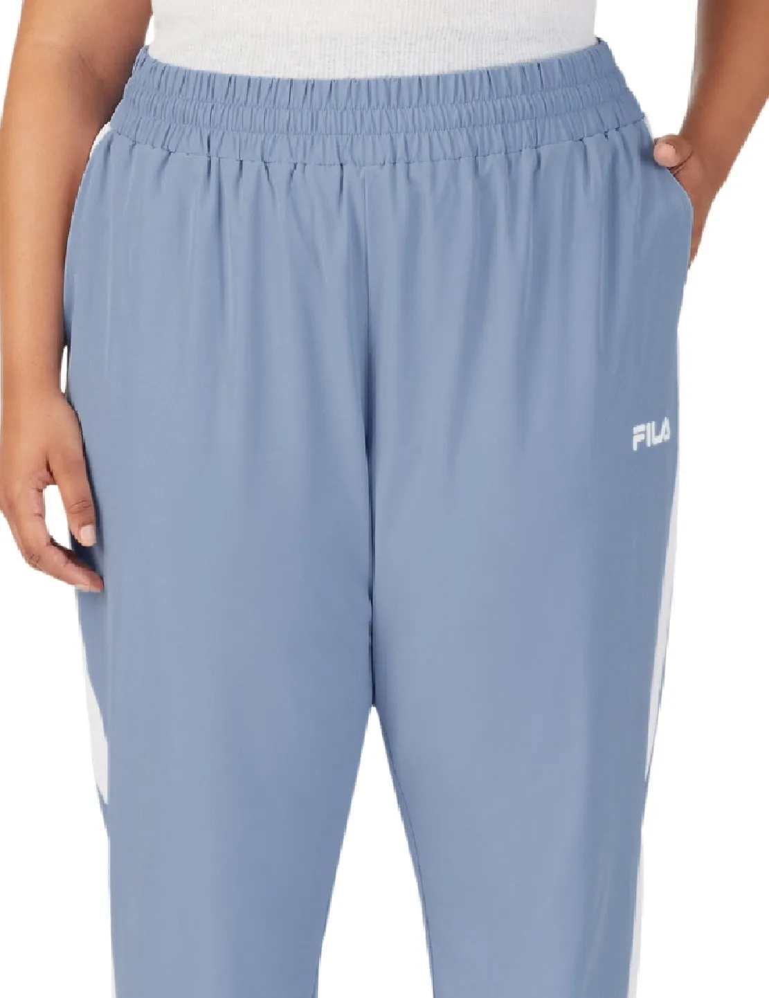 Fila Women's Jovia Mid Rise Contrast Trim Track Pants Blue Size 3X