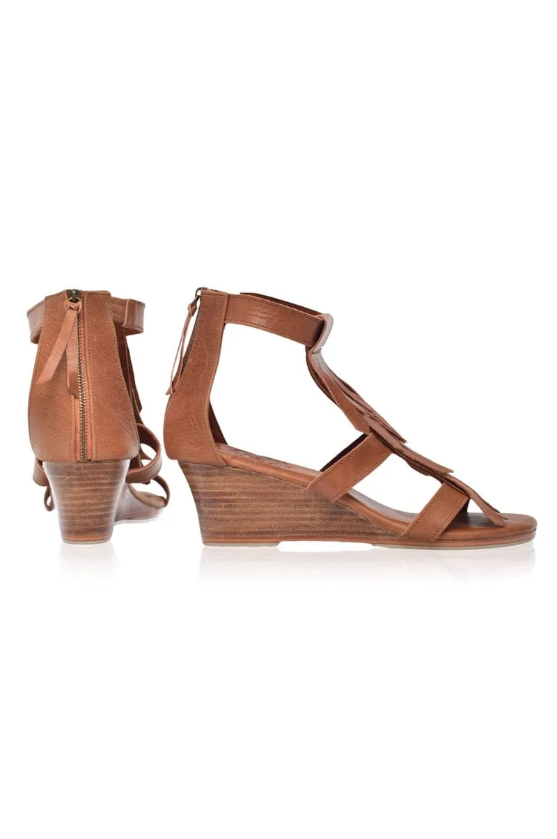 Fly Away Fringe Sandals in Vintage Camel