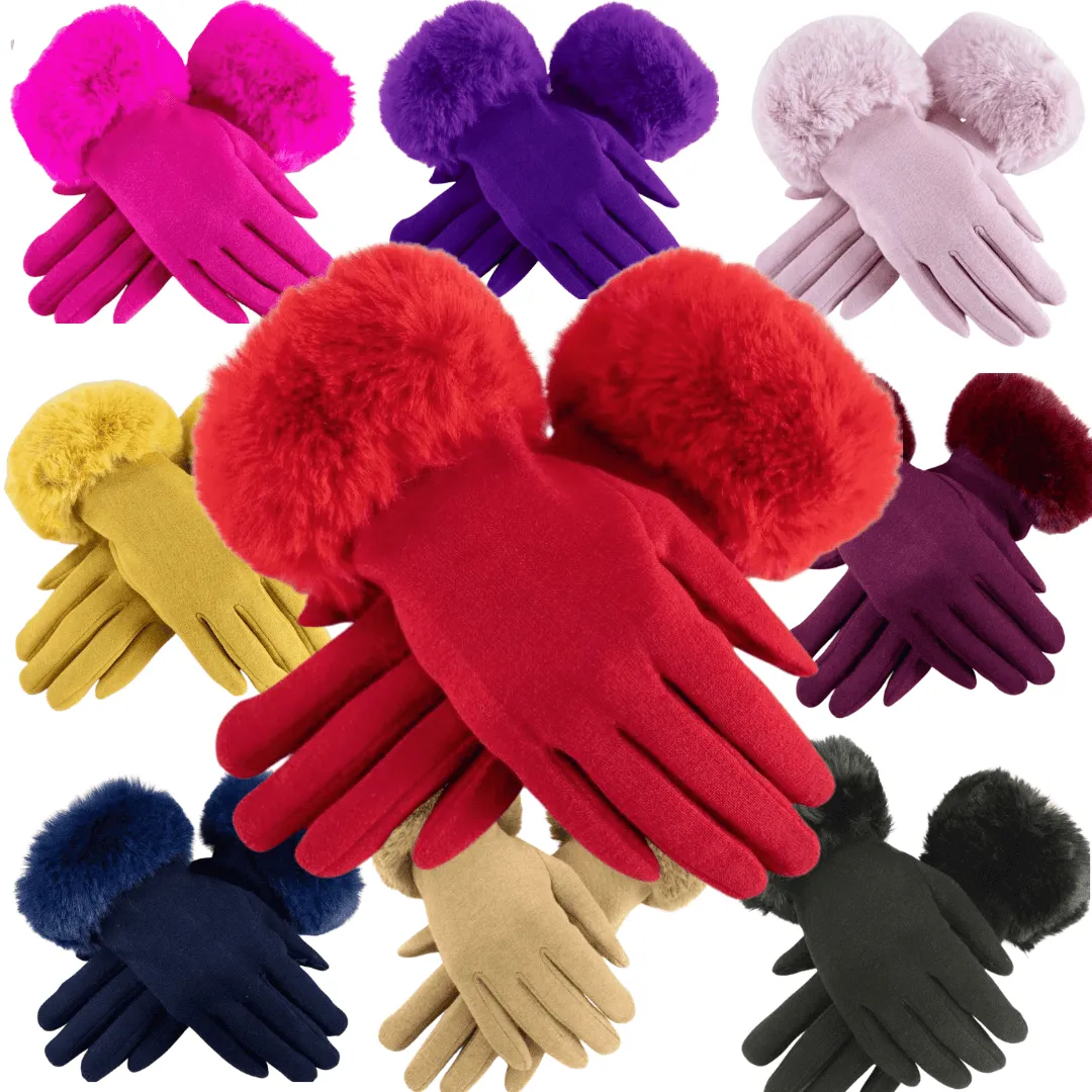 Fur Edge Texting Gloves