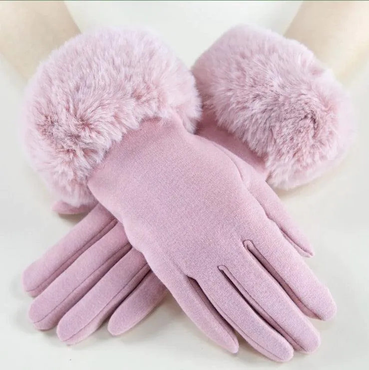 Fur Edge Texting Gloves