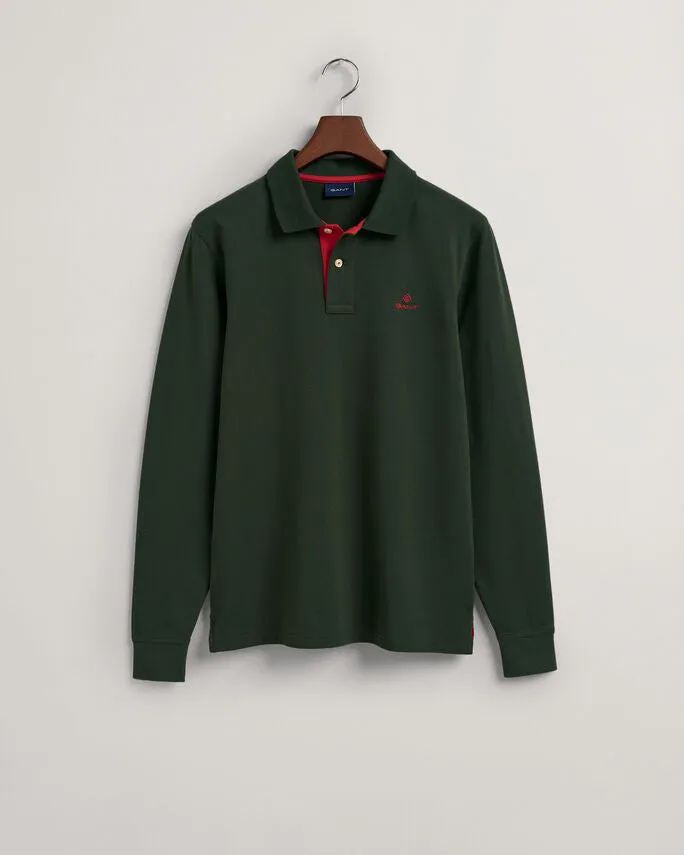 Gant 342005 Contrast Collar Pique Ls Green