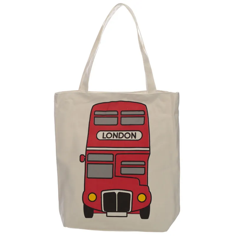 Handy Cotton Zip Up Shopping Bag - London Bus CBAG100