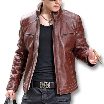 Jaqueta De Couro Masculina Giacca Pelle Uomo Jackets Coats Men's Casual Slim Fit Motorcycle Leather Jackets SM6