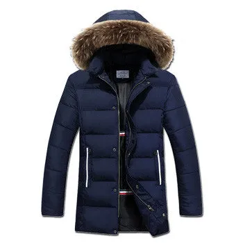 Jaqueta Masculina Veste Homme Parkas Men's Casual Slim Fit Cotton-Padded Medium Long Hooded Jackets Parkas SM6