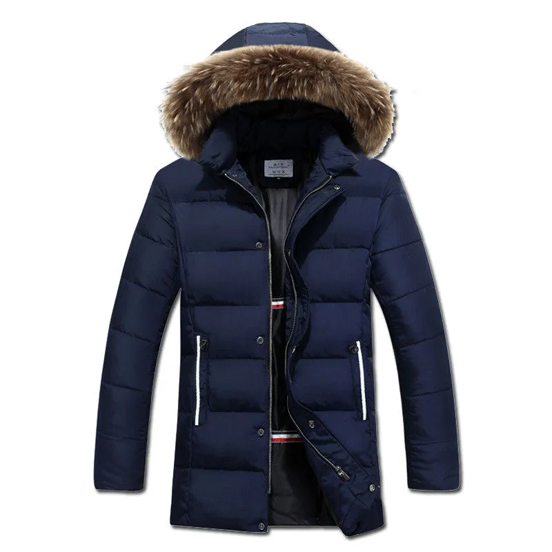 Jaqueta Masculina Veste Homme Parkas Men's Casual Slim Fit Cotton-Padded Medium Long Hooded Jackets Parkas SM6