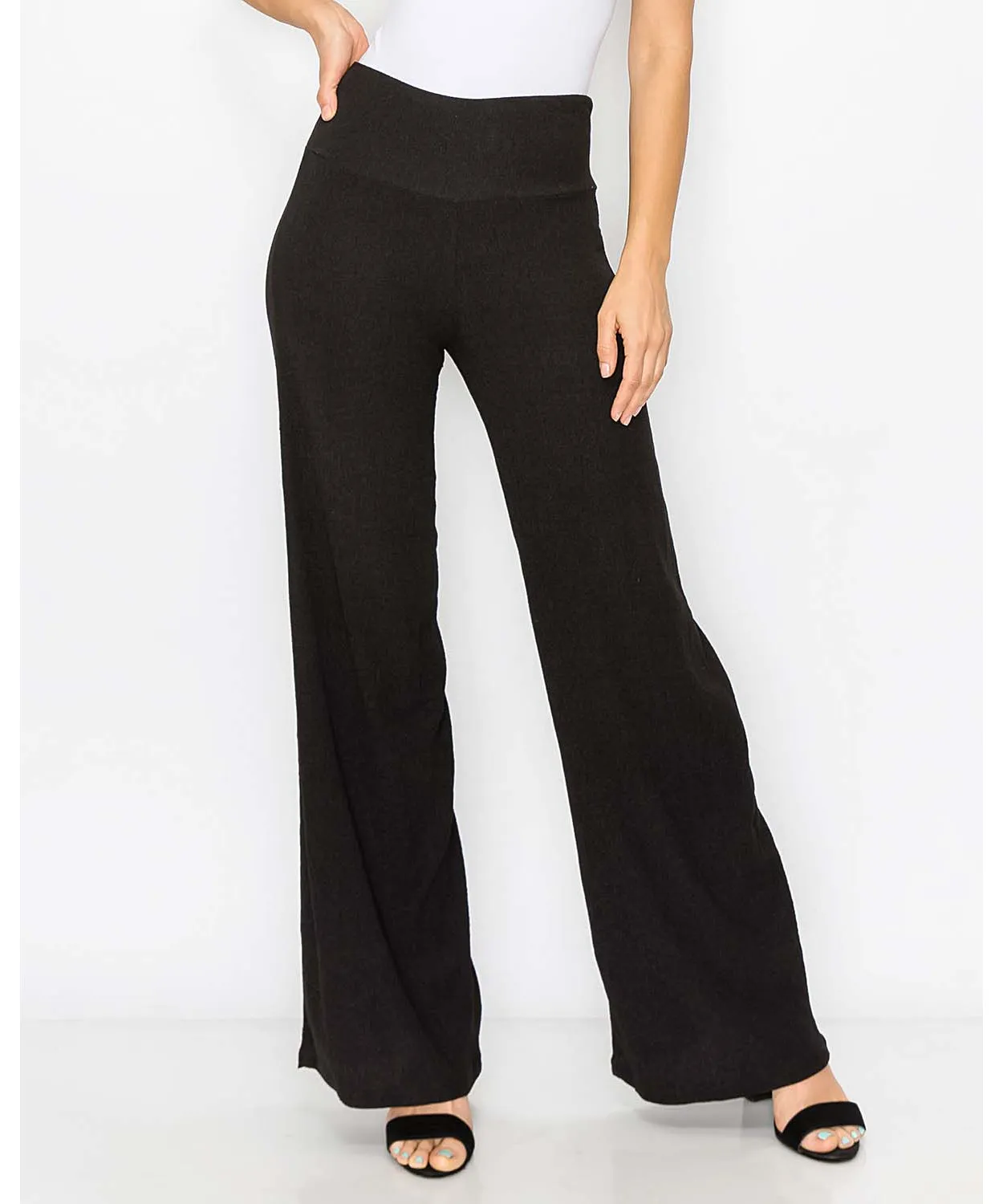 Last Tango Crinkle Wide Leg Pants - Black