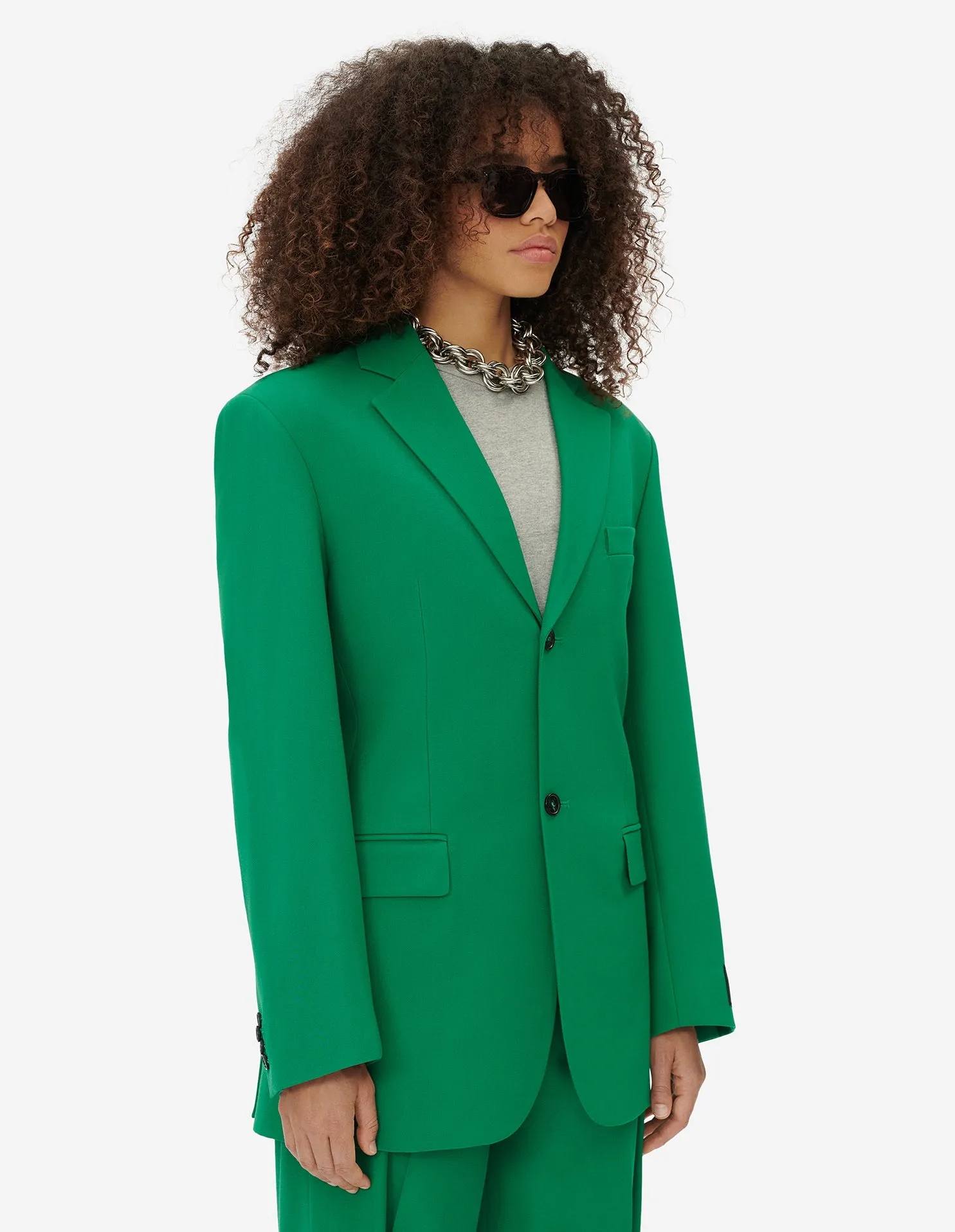 MAISON KITSUN TWO BUTTONS JACKET DEEP GREEN