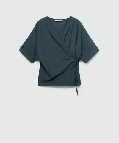 MANGO Women's Knot Detail Wrap Blouse