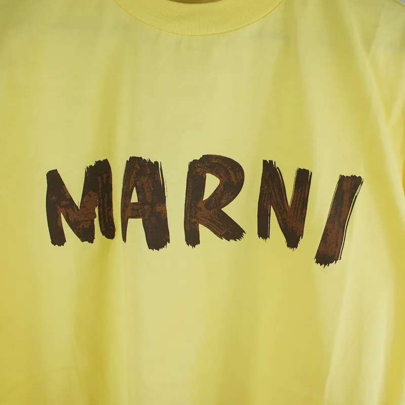 MARNI  |Crew Neck Plain Cotton Short Sleeves Logo Designers