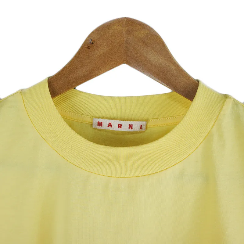 MARNI  |Crew Neck Plain Cotton Short Sleeves Logo Designers