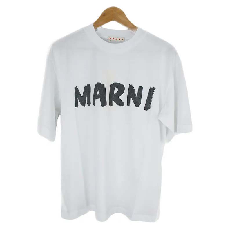 MARNI  |Crew Neck Plain Cotton Short Sleeves Logo Designers