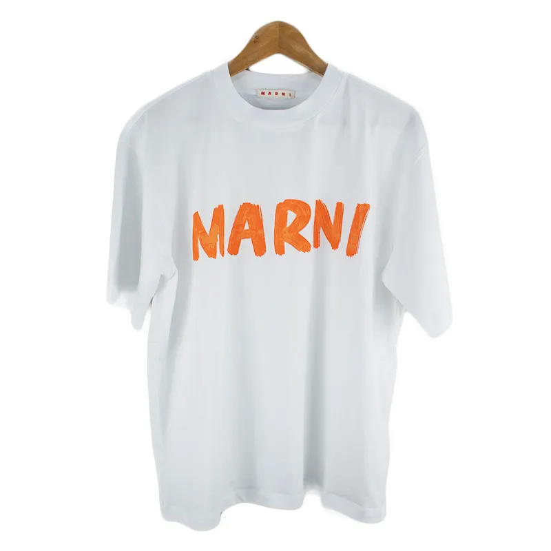 MARNI  |Crew Neck Plain Cotton Short Sleeves Logo Designers