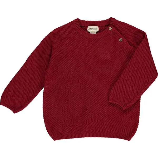 Me & Henry Roan Waffle Knit Buttoned Shoulder Sweater, Red