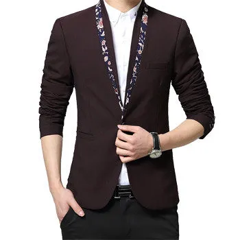 Men Floral SM6azers and Jackets Men's Casual Slim Fit Long Sleeved Men Dress Suits Cardigans SM6azers SM6