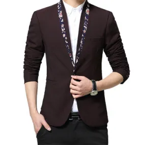 Men Floral SM6azers and Jackets Men's Casual Slim Fit Long Sleeved Men Dress Suits Cardigans SM6azers SM6